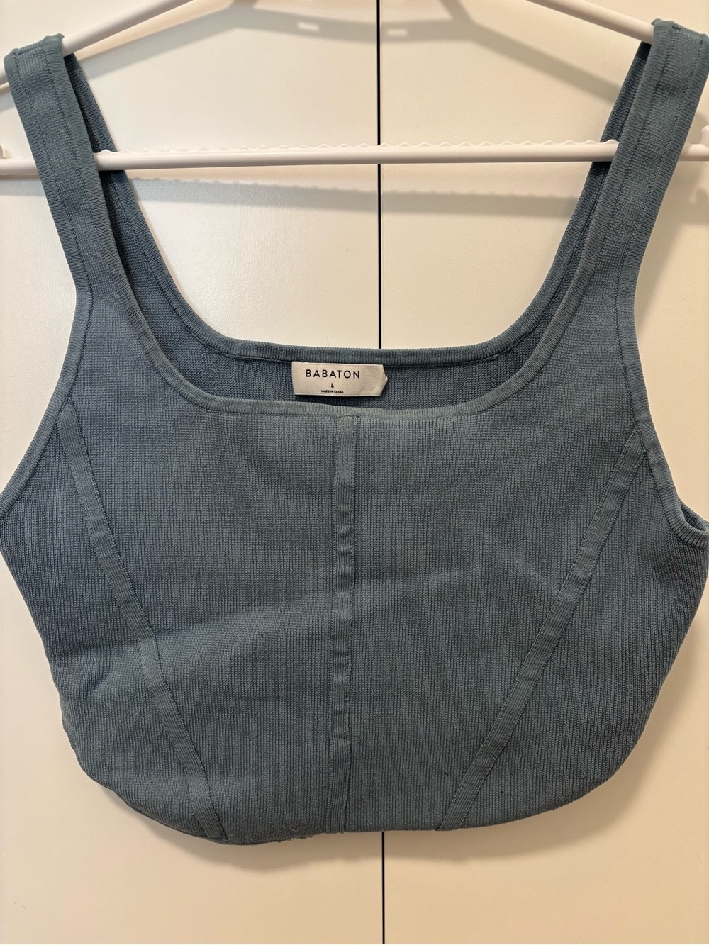 Babaton Slate Blue Ribbed Tank Bralette